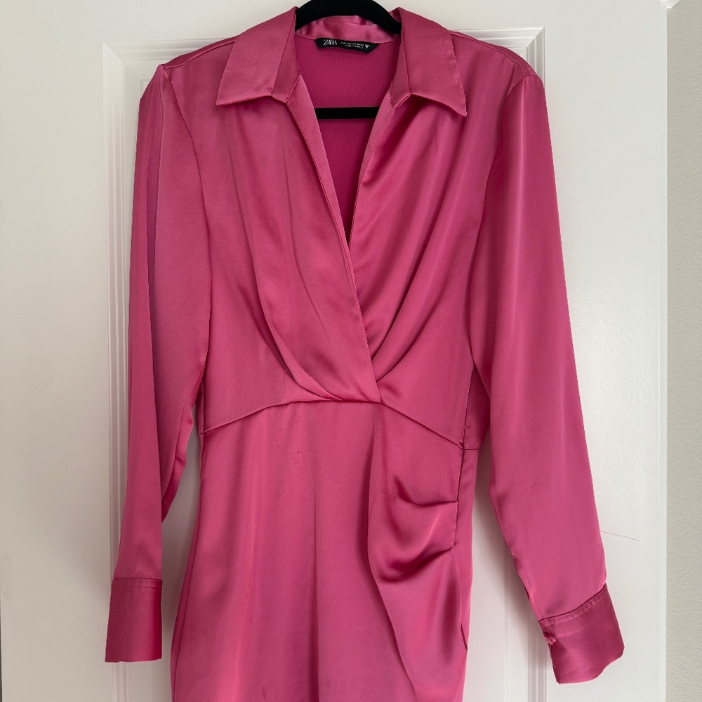 Zara pink satin dress